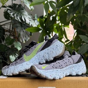 Nike Gray and Neon Green Sneakers NIKE TRASH TRANSFORMED